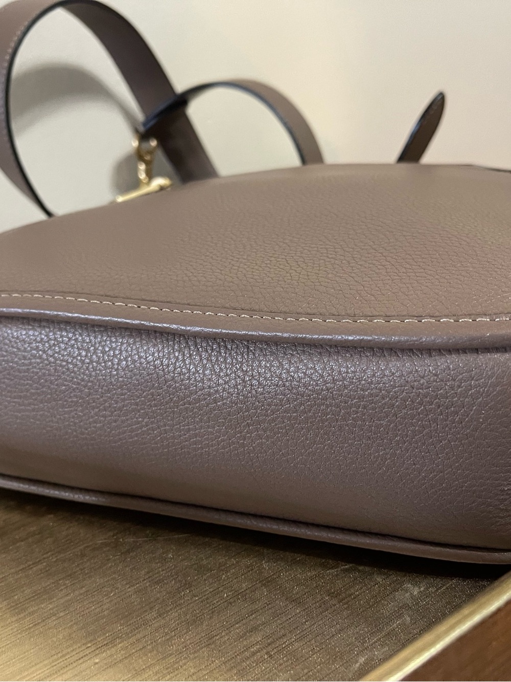 Coach Taupe Pebbled Leather Crossbody with Gold Hardware - Picture 5 of 14